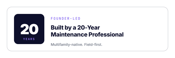 Built by a 20-Year Maintenance Professional &mdash; Founder-Led